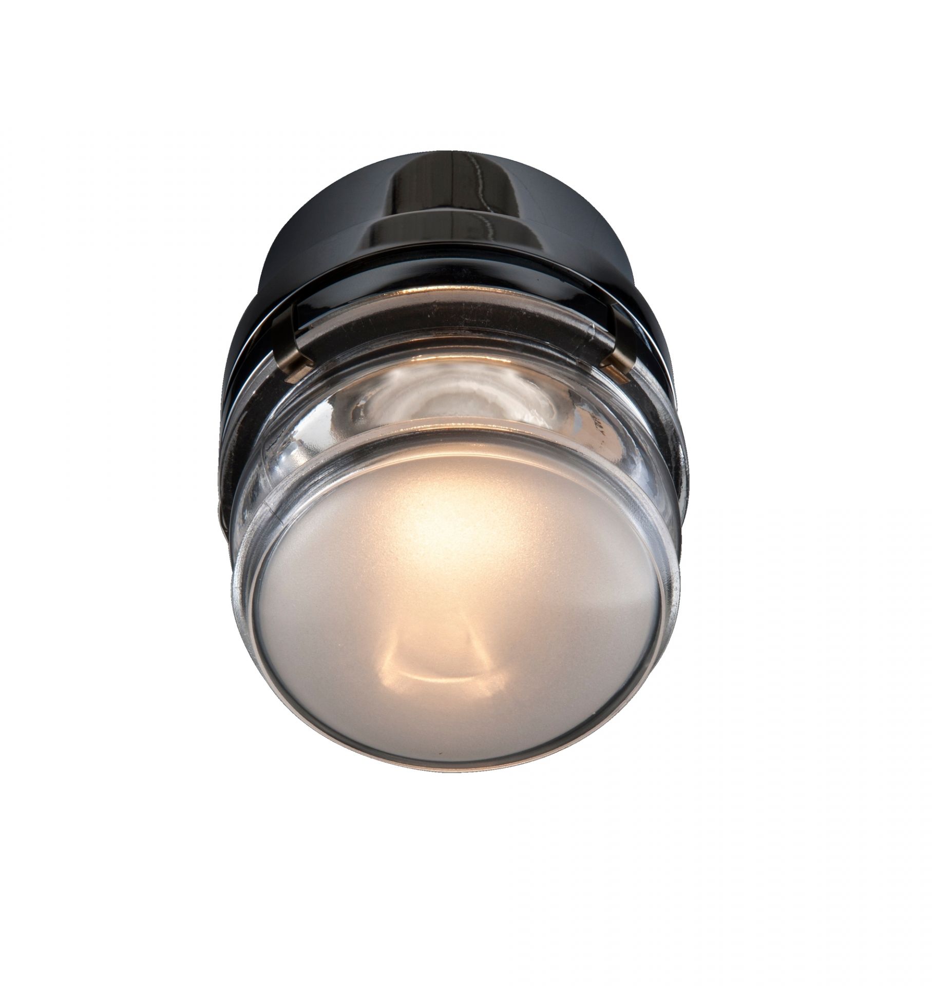 Fresnel Wandleuchte von Oluce, schwarzes Gehäuse mit LED, Außenbeleuchtung.